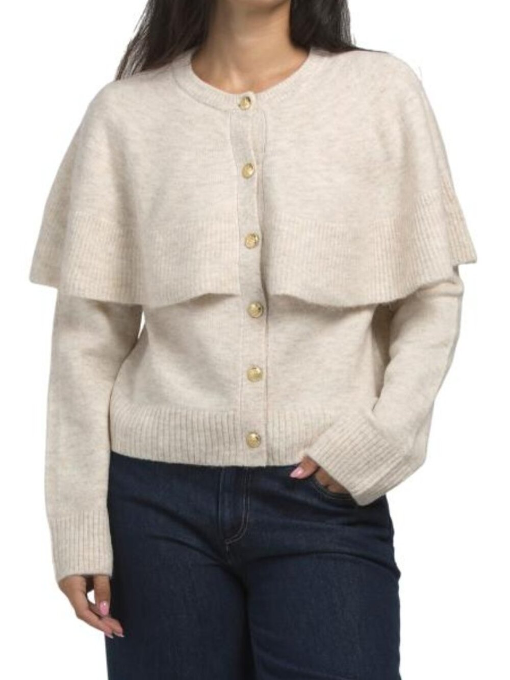 VINCE CAMUTO Crew Neck Cardigan With Shawl